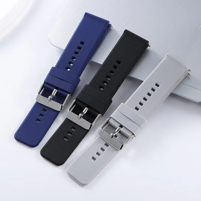 

18mm 19mm 20mm 21mm 22mm Quick Release Soft Silicone Watch Strap Replacement for Universal Watch Bracelet Accessories with Tool