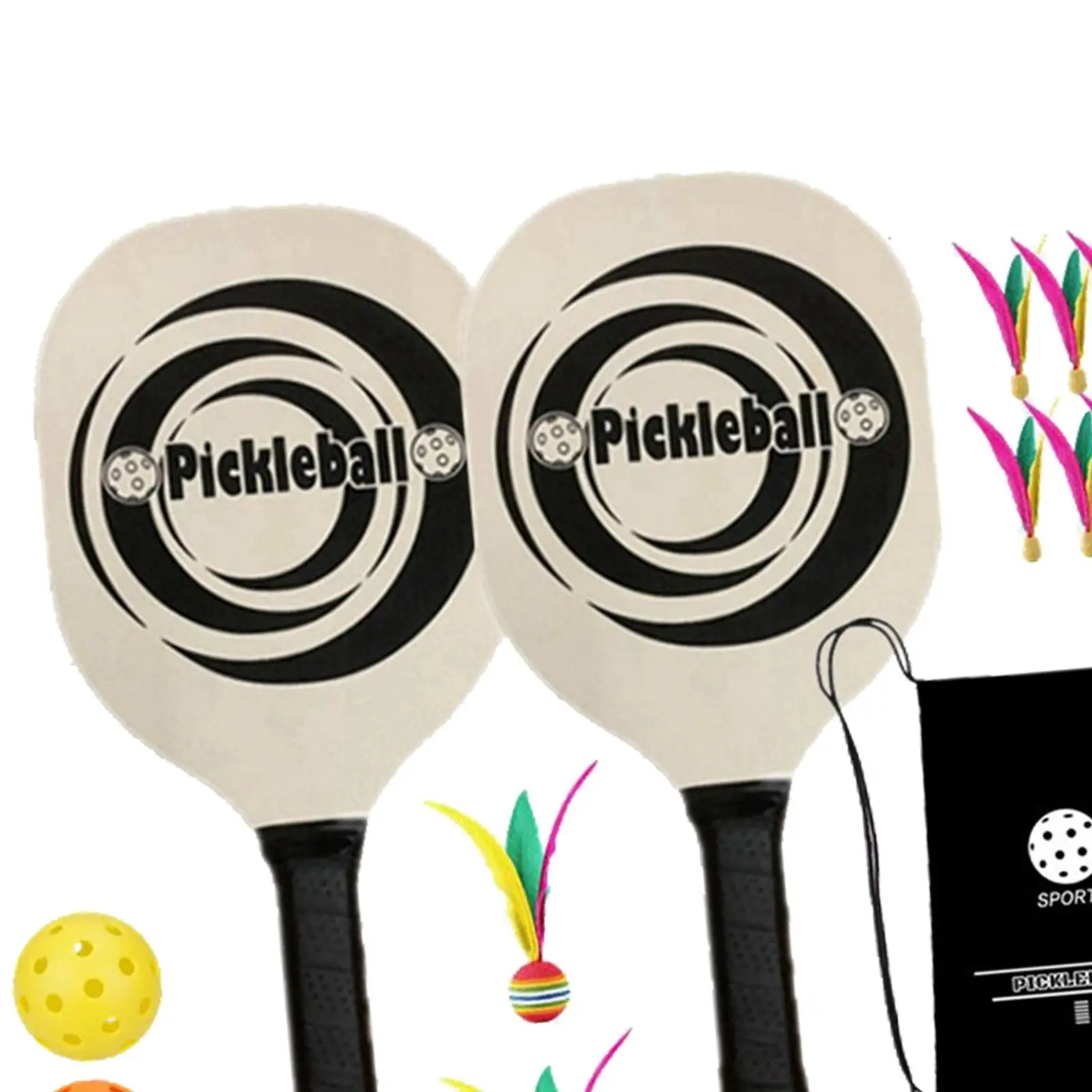 Wiosła Pickleball z 2 rakietami i 2 piłkami Ergonomiczny uchwyt Rakiety Pickleball