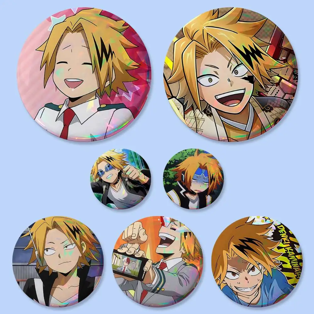 Insignias de Anime D-Denki Kaminari, Botones Redondos Creativos, Broches, Decoración para Bolsos, Accesorios para Fans, Regalos para Coleccionistas y Amigos