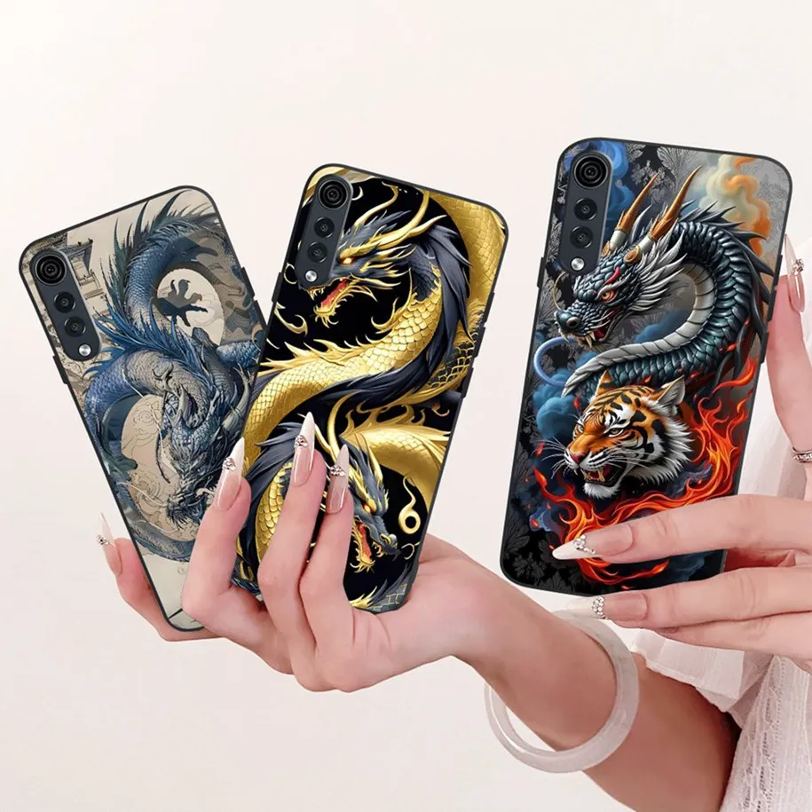 Funda para LG Velvet, diseño de dragón, silicona suave, dibujos animados, color negro, para LG Velvet 5G UW, LM-G900N, protector para LG Velvet
