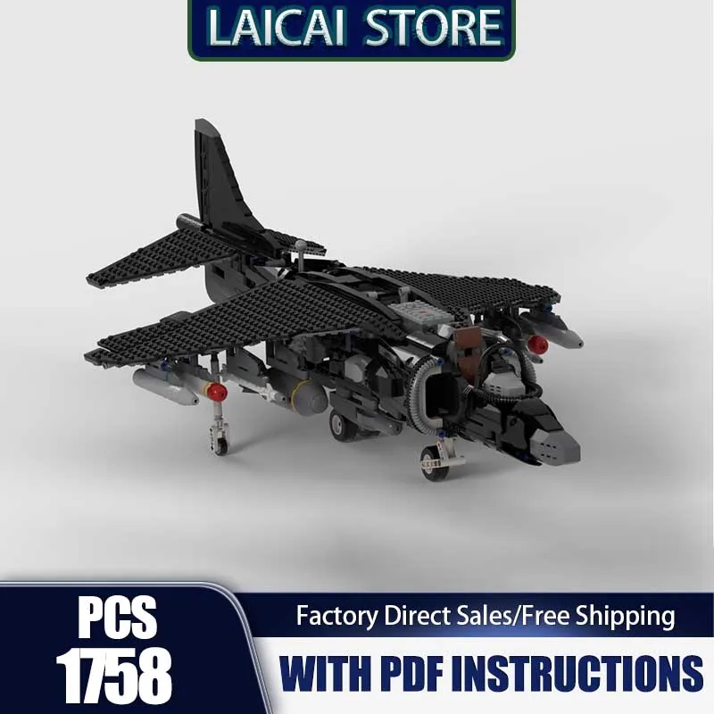 

Военная серия Moc Building Blocks BAe MDD Harrier Jump Jet Fighter Модель Технология Кирпичи Сборка Праздничная игрушка для сбора