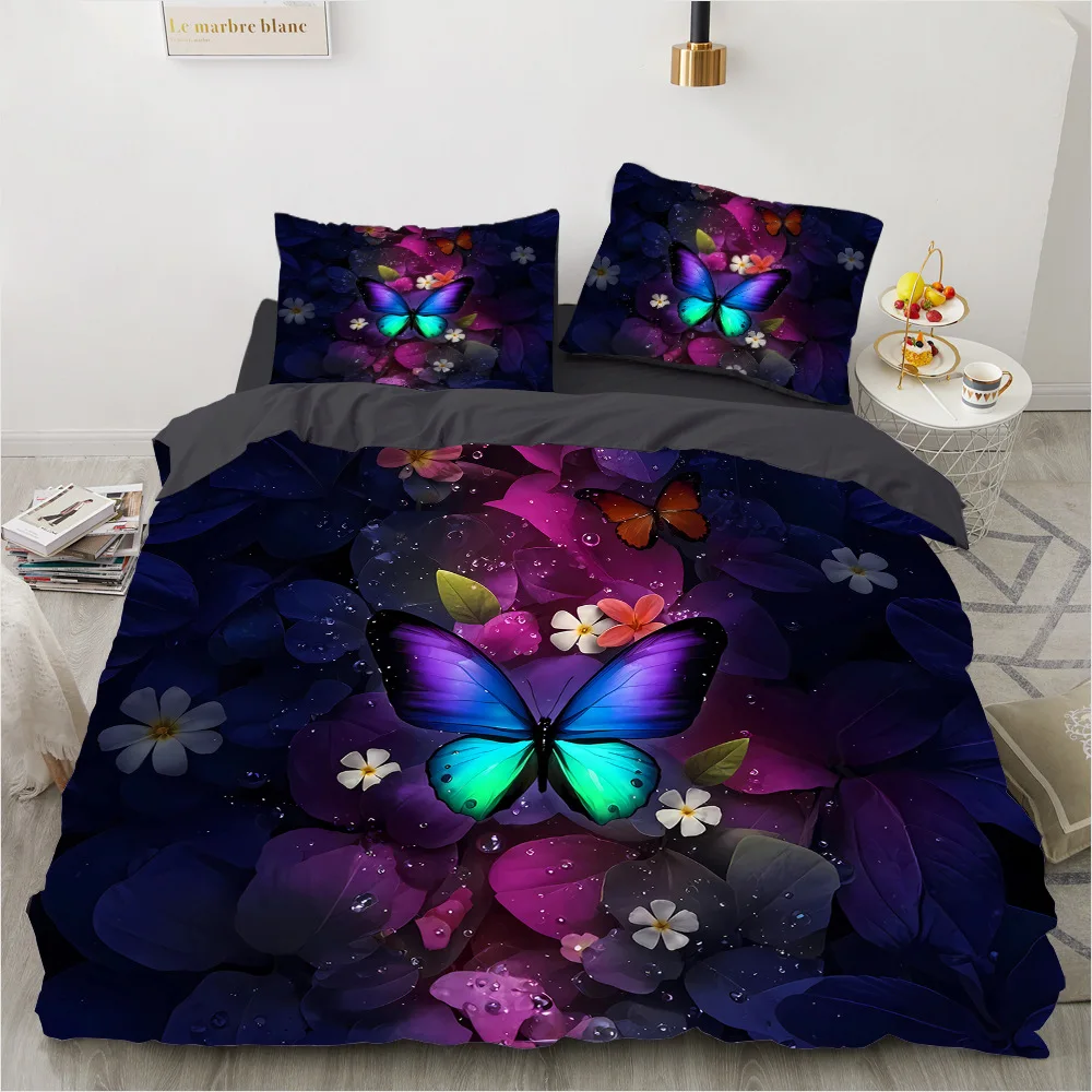 

2/3pcs bedding set Digital Print Comfortable Duvet Cover for Home Bedroom Decoration, 1 Duvet Cover and 2pillowcase with Zippers