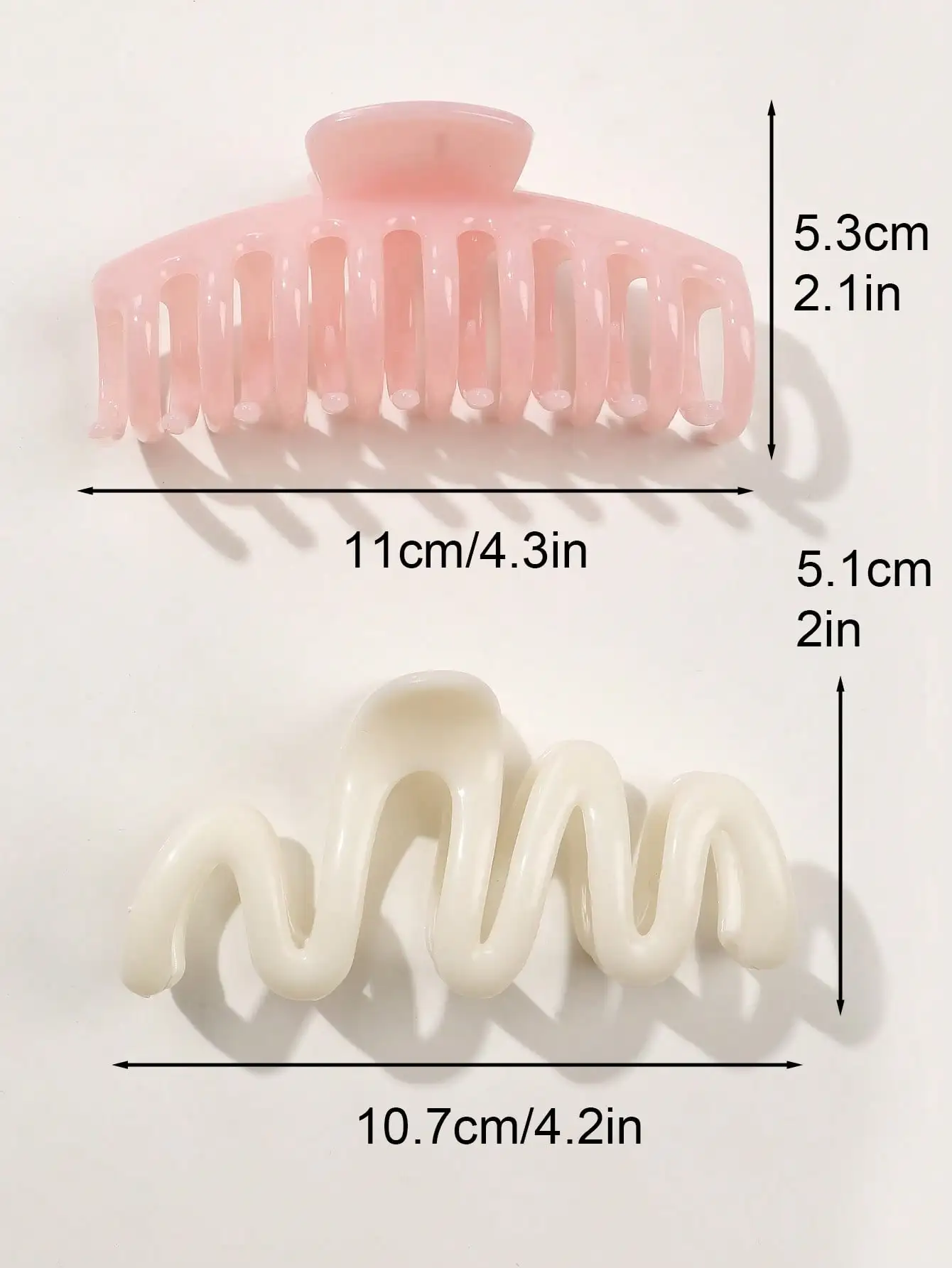 2 قطعة مشبك شعر مموج أبيض وردي للنساء الفتيات موضة أغطية الرأس مقاطع القرش الكبيرة دبوس الشعر مشبك السلطعون إكسسوارات الشعر #5