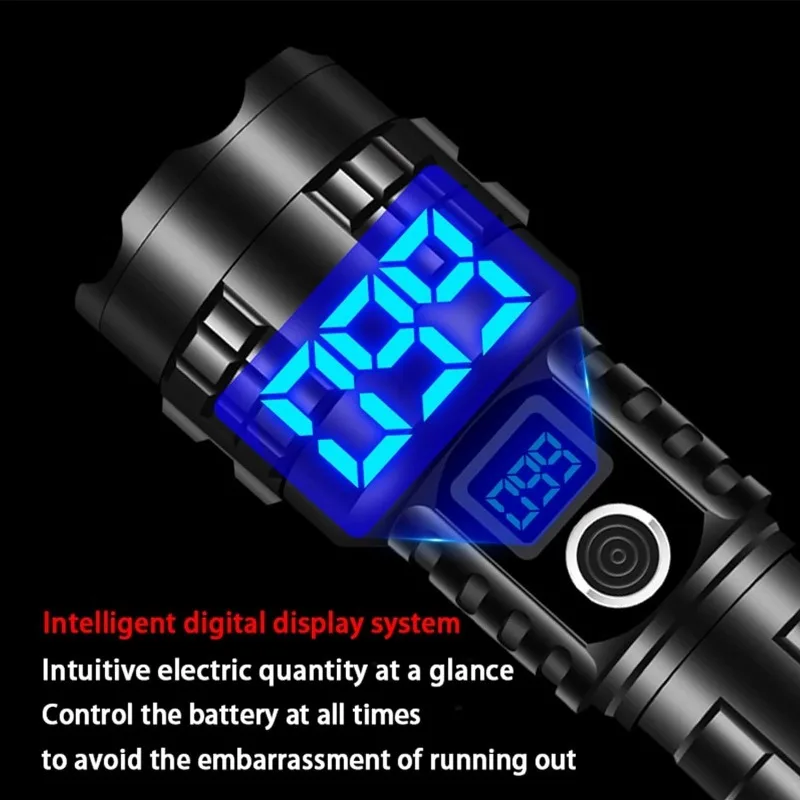 LED Strong Light Long Range Flashlight Type-C Charging Telescopic Focusing Household Emergency Torch Ideal for Outdoor Camping