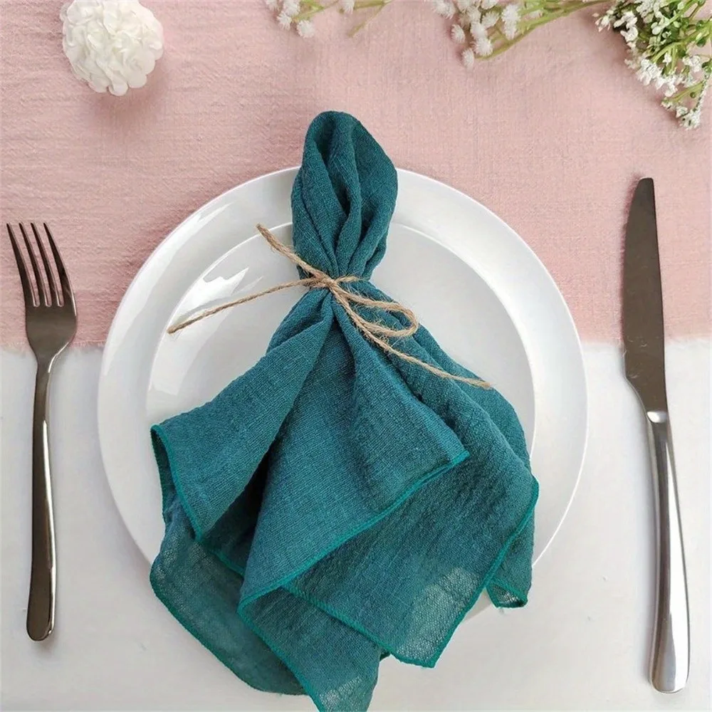 2PCS 42*42 cm Lock Edge Napkins Minimalist Handmade Cotton Cloth Napkins Reusable Eco-Friendly Decorative Napkins Wedding Decor