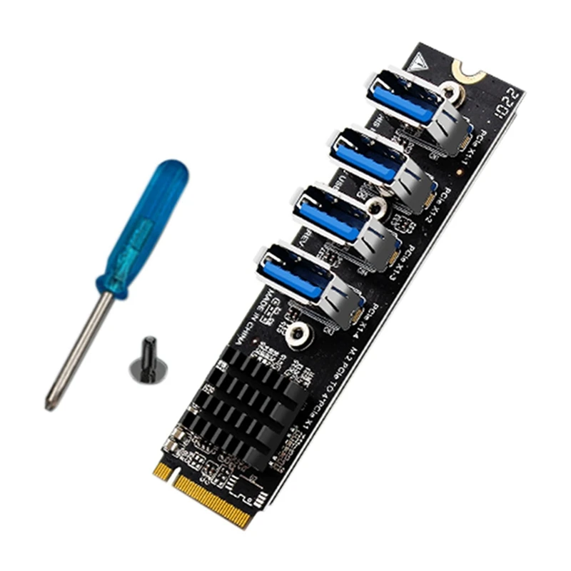 

AF91-M.2 M-Key Pcie Expansion Cards M.2 To Pci-E X1 4 Port USB3.0 Graphics Card Expansion Adapter ASM1184E M.2 Adapter