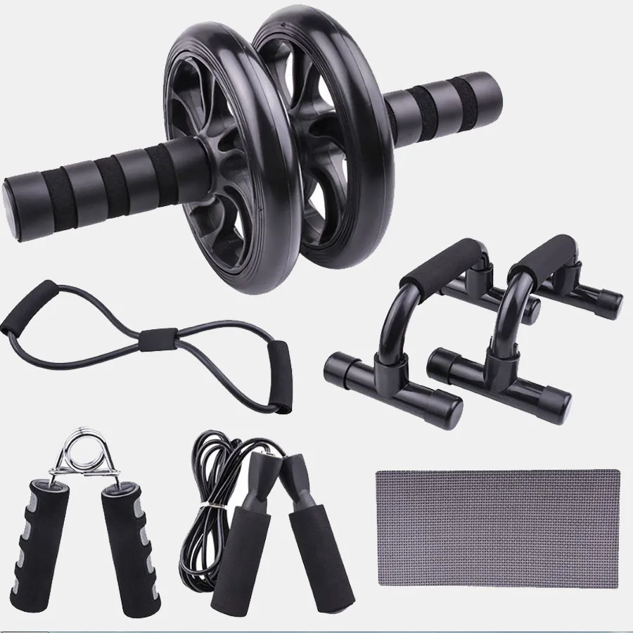 7-Piece Set of Abdominal Fitness Wheel Indoor Sports Product Push Up Support AB Wheel Multi-Function Fitness Equipment Household
