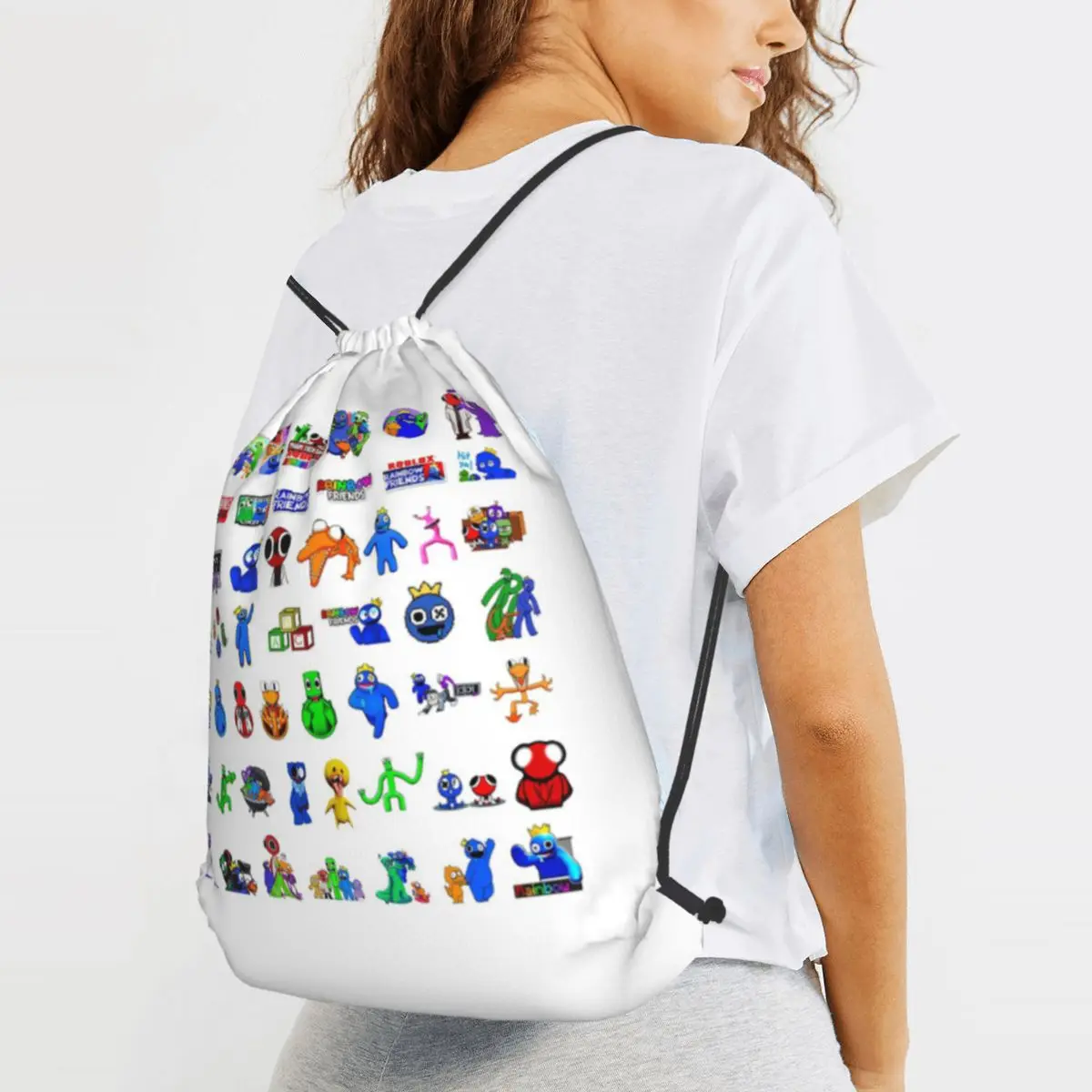 Rainbow Friends Mega Pack Backpacks Portable Drawstring Bags Sports Bag Book Bags for Man Woman Students