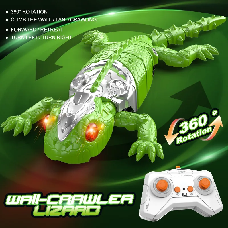 

Rechargeable Wall Climbing RC Lizard Toy Remote Control with LED Eyes Climber Gecko Robot Toy Realistic