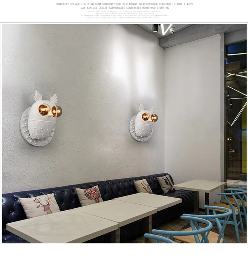 BERTH Contemporary Owl White Wall Lamp LED Creative Sconce Lighting Decorative For Living Bedroom Office