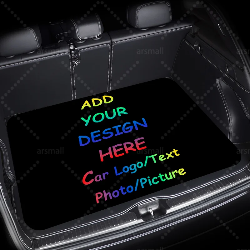 Il tuo design qui Logo dell'auto Foto Testo Tappetino cargo personalizzato per auto - Protezione durevole per tappetino per bagagliaio con texture antiscivolo