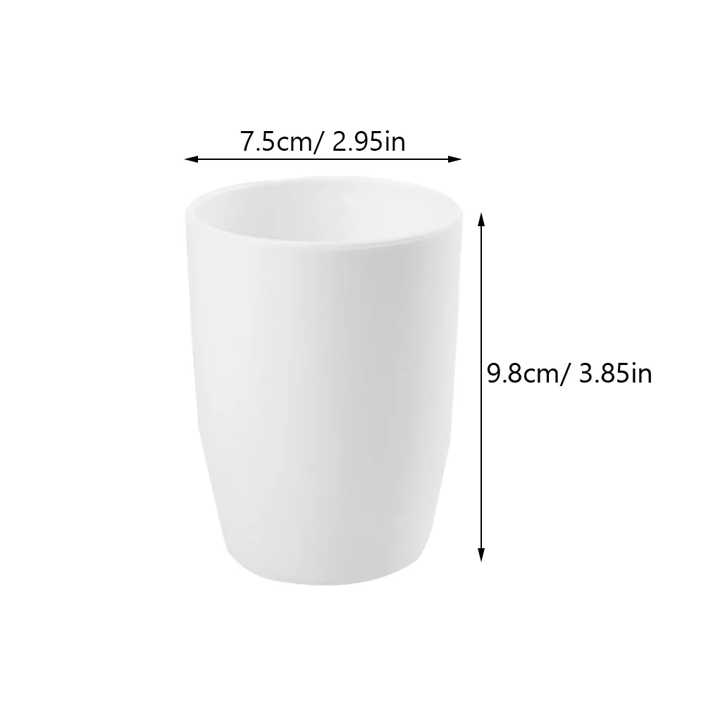 Plastic Bathroom Tooth Mug Break-Resistant Unbreakable Drink Cups for Water Coffee Milk Juice Tea 201-300ML (White)