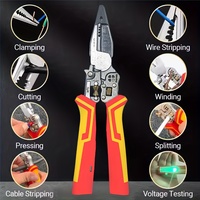 9-In-1 Stripping Pliers with Voltage Tester Versatile Wire Stripping Pliers With Electricity Measurement Cutting Crimping Pliers