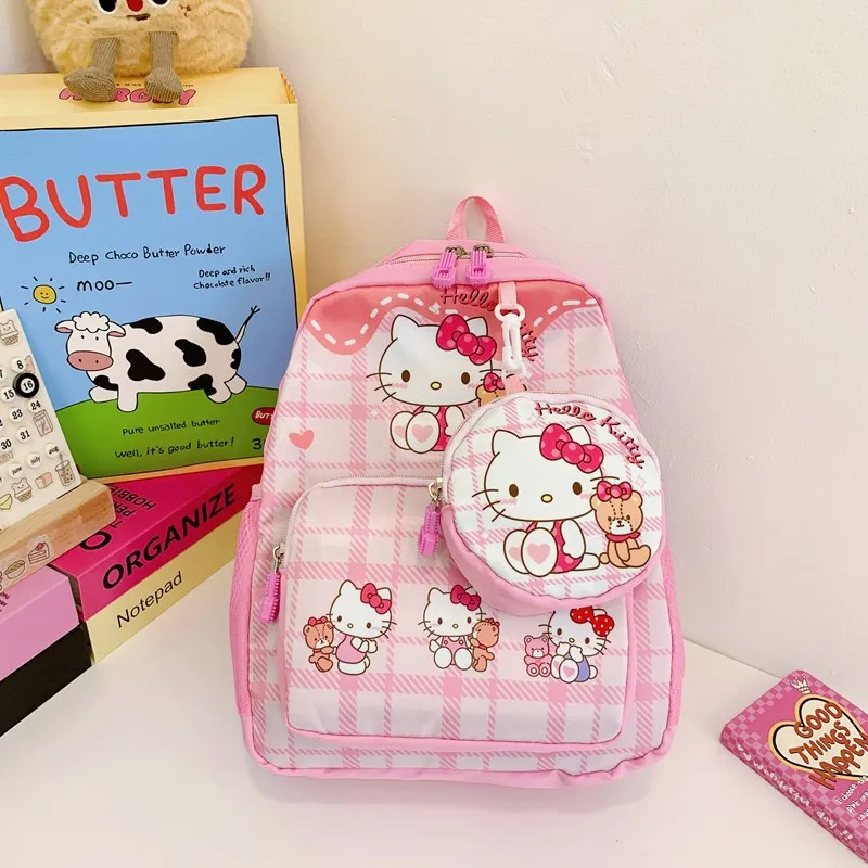

Hello kitty kids backpack new kindergarten pupils shoulder bag cartoon cute kuromi Sanrio schoolbag coin purse