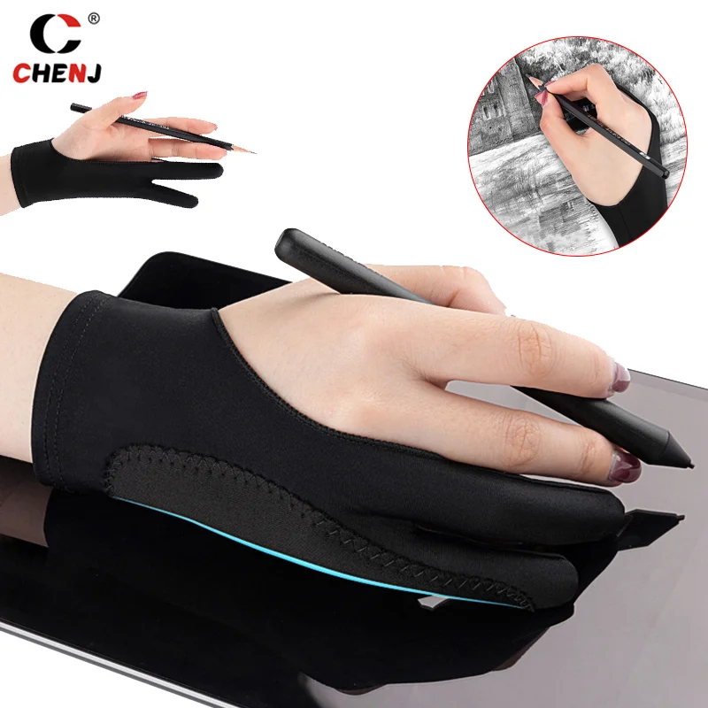 1 Stück Anti-Touch-Zwei-Finger-Hand bemalung shand schuhe für Tablet Digital Board Bildschirm Touch Drawing Anti-Fouling Öl Zeichen handschuh