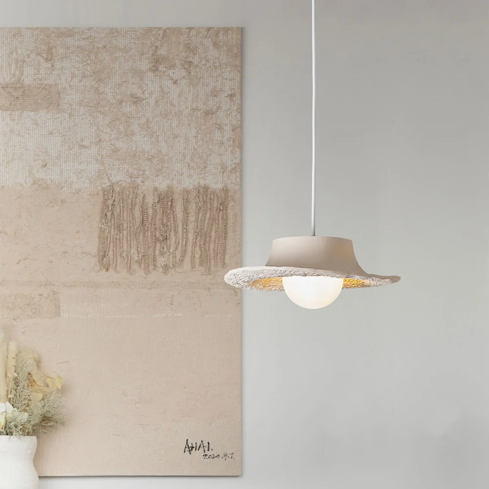 

Resin Pendant Light Wabi Sabi Style Irregular Edge Hanging Lamp For Living Room Bedroom Nordic Simple LED Ceiling Light Fixture