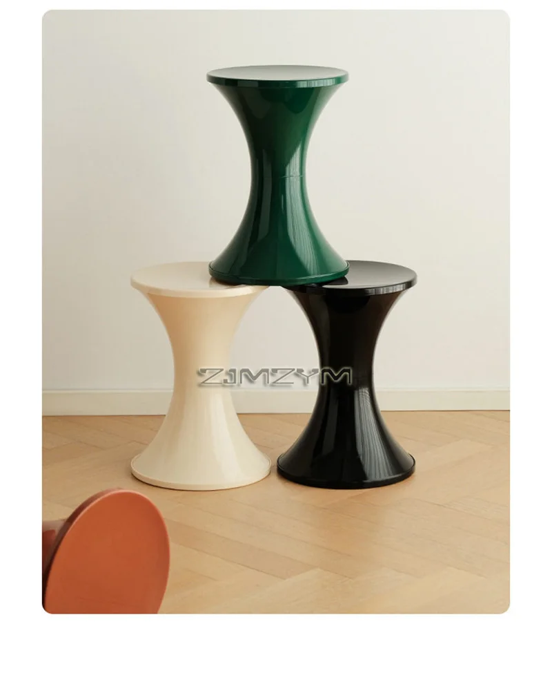Thickened Plastic Low Stool Hourglass Design Small Apartment Home Living Room Shoe Changing Chair Compact Seating for Kids Adult