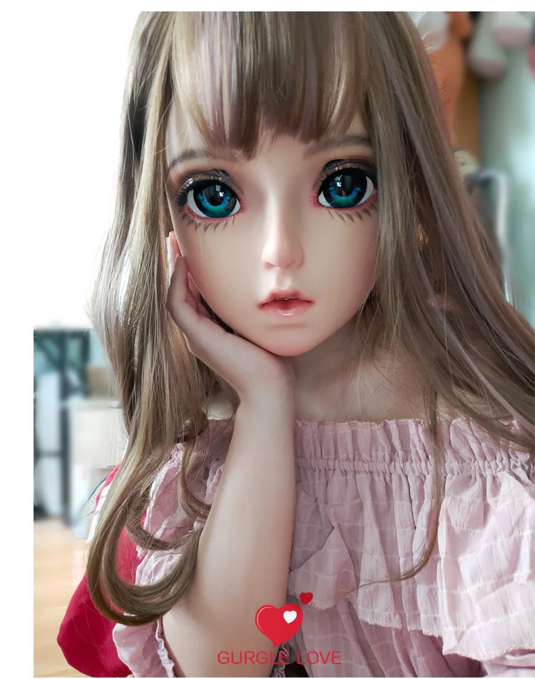(Mi)Female Sweet Girl Resin Half Head Kigurumi BJD Eyes Crossdress Cosplay Japanese Anime Role Lolita Doll Mask Drag Queen