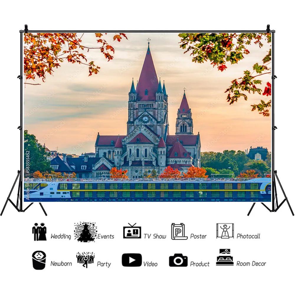 Art Cloth Background European Landscape Famous Scenic Spots Street  Night Scene Photography Background Props  OZ-17