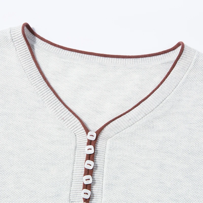 100% Cotton Men Knitting Tops 2026 Summer Trendy V-Neck Knit T-shirt Short Sleeve Clothes Pullover Breathable Cotton Knitwear