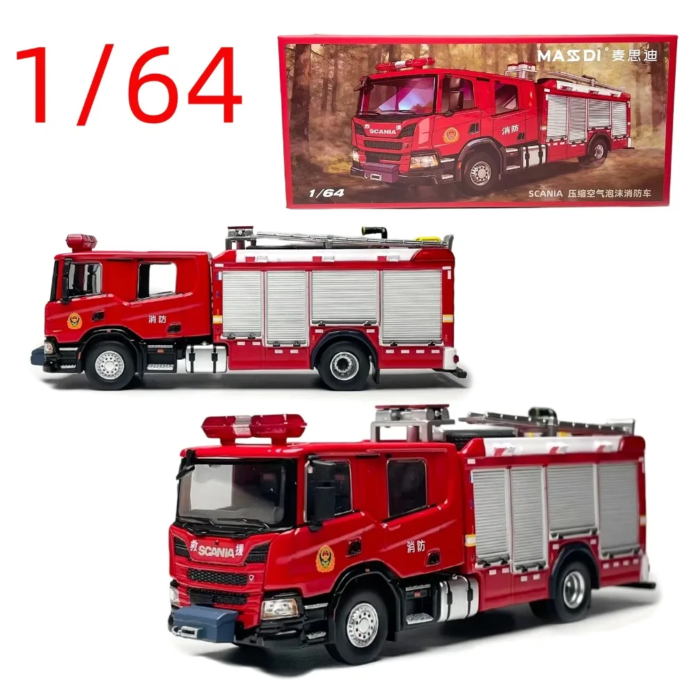 

MaiSiDi Diecast 1/64 Scale Scania Fire Truck Emergency Car Model Alloy Rescue Vehicle Gifts Collection Model Toys for Boys