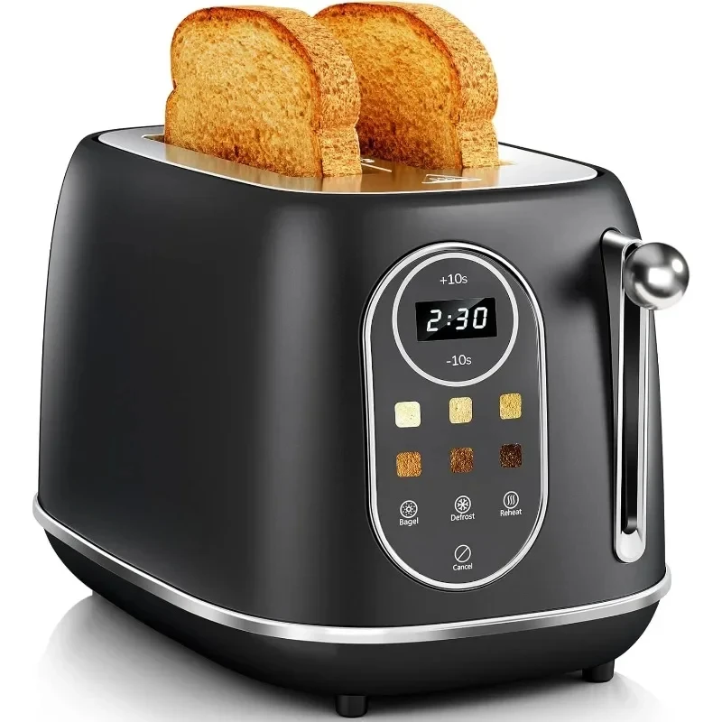 

Toaster Touch Control Retro Toaster with Touchscreen Stainless Steel 2 Slice Toaster6 Shade Settings&Removable