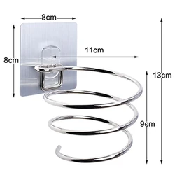 Stainless Steel Spiral Wall Mounted Hair Dryer Storage Organizer Rack Holder Hanger Bathroom Salon Stylist Tool Drier Organize