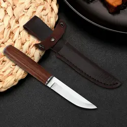 Jaswehome 1/3pcs Stainless Steel Steak knife Sharp Blade Cutlery Paring Rosewood Handle Portable Outdoor Fruit Cleaver Knife