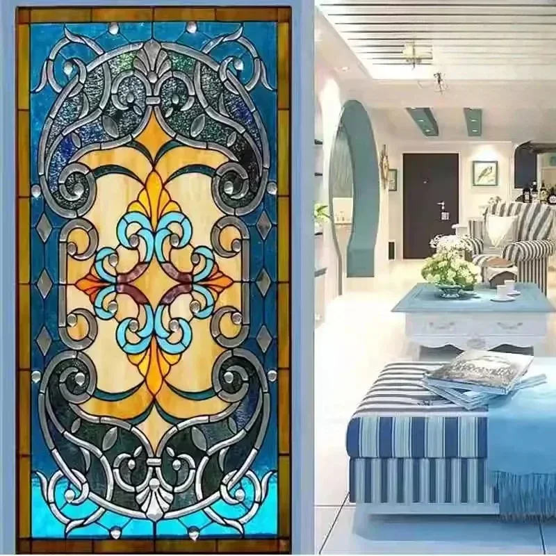 Colored church glass art glass, inkjet porch partition background indoor living room screen