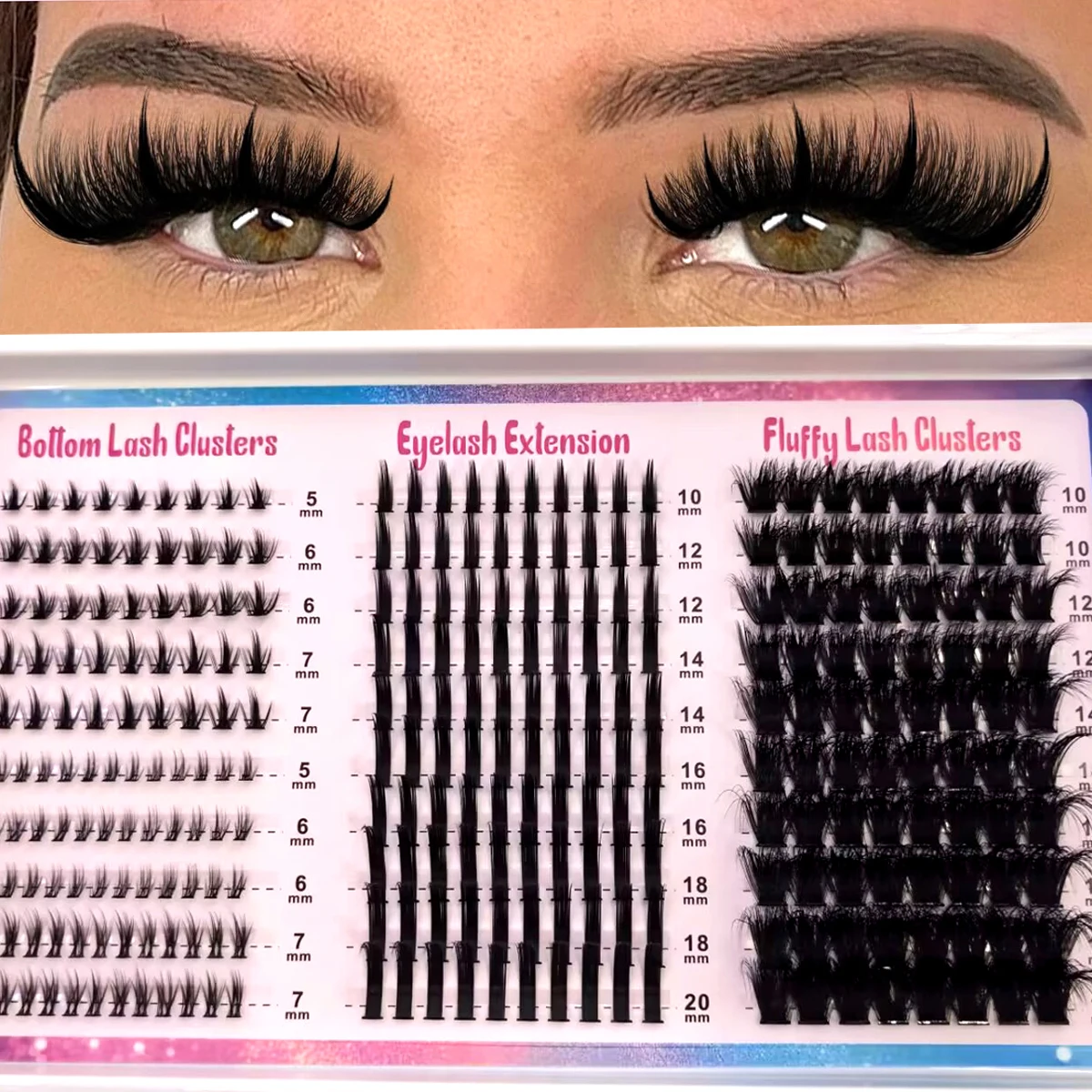 30 Reihen Wimpern-Cluster mit Spikes, Wimpernverlängerungen, dichte Einzel-Cluster-Wimpern mit Spikes und unteren Wimpern