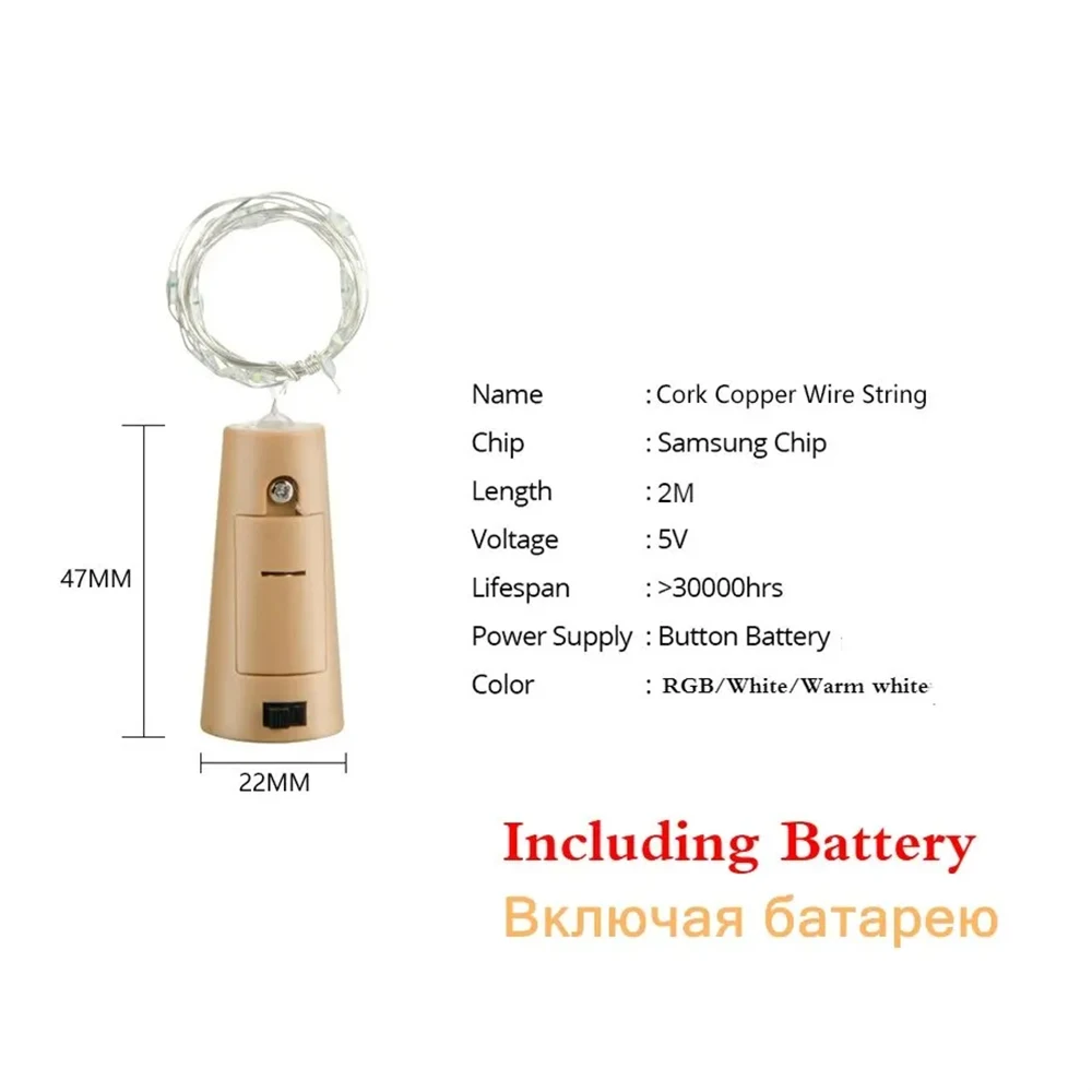 Bottle Stopper Light Led Copper Wire Light 2m String Bottle Stopper String Wedding And Holiday Decoration Gift Atmosphere Light