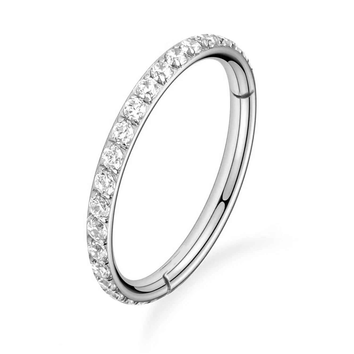 Diamonds Nose Ring Hoop CZ Zircon Septum Hoop Ring Tragus Rook Rings Piercing Jewelry Lip Labret Ring Clicker Cartilage Earrings