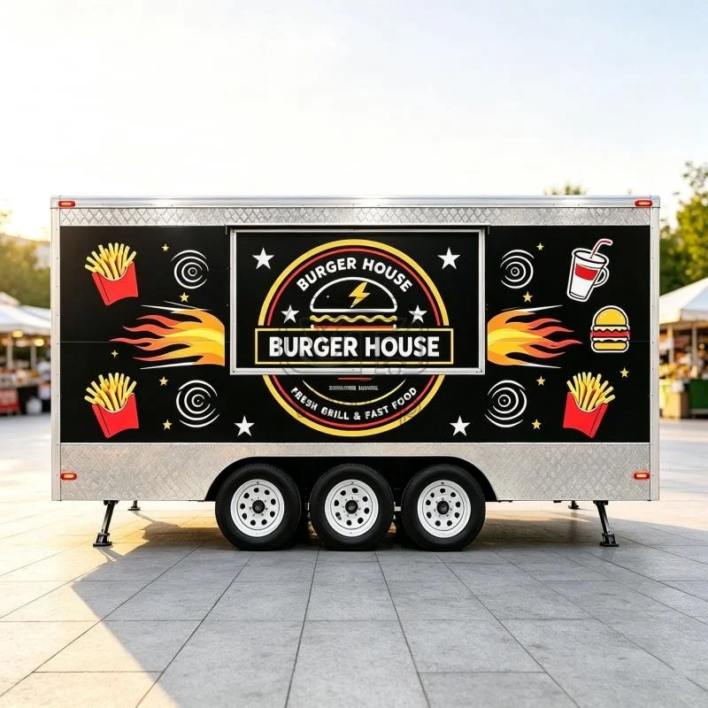 Custom Food Trailer Mobile Kitchen Concession Trailer Fast Food Vending Trailer Burger Restaurant Business