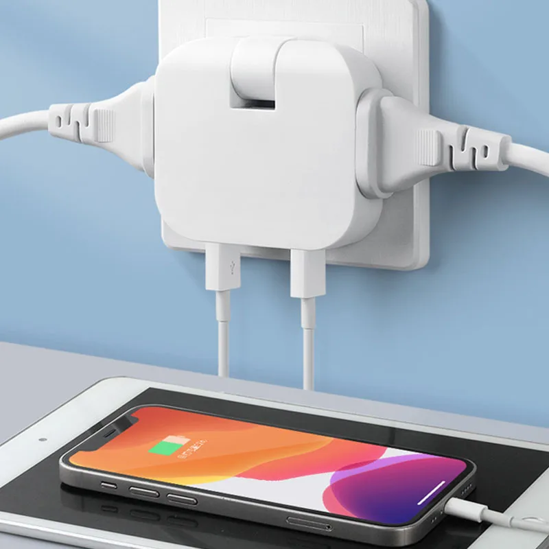 3-in-1電気ソケット,調整可能な回転アダプター,モバイル充電器,2つのUSBソケット,180度
