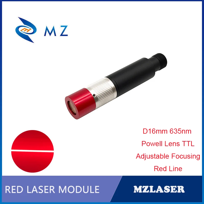 Vendita calda stabilità compatta messa a fuoco regolabile D16mm 635nm 10mw Powell Lens TTL Blue Line modulo diodo Laser grado industriale