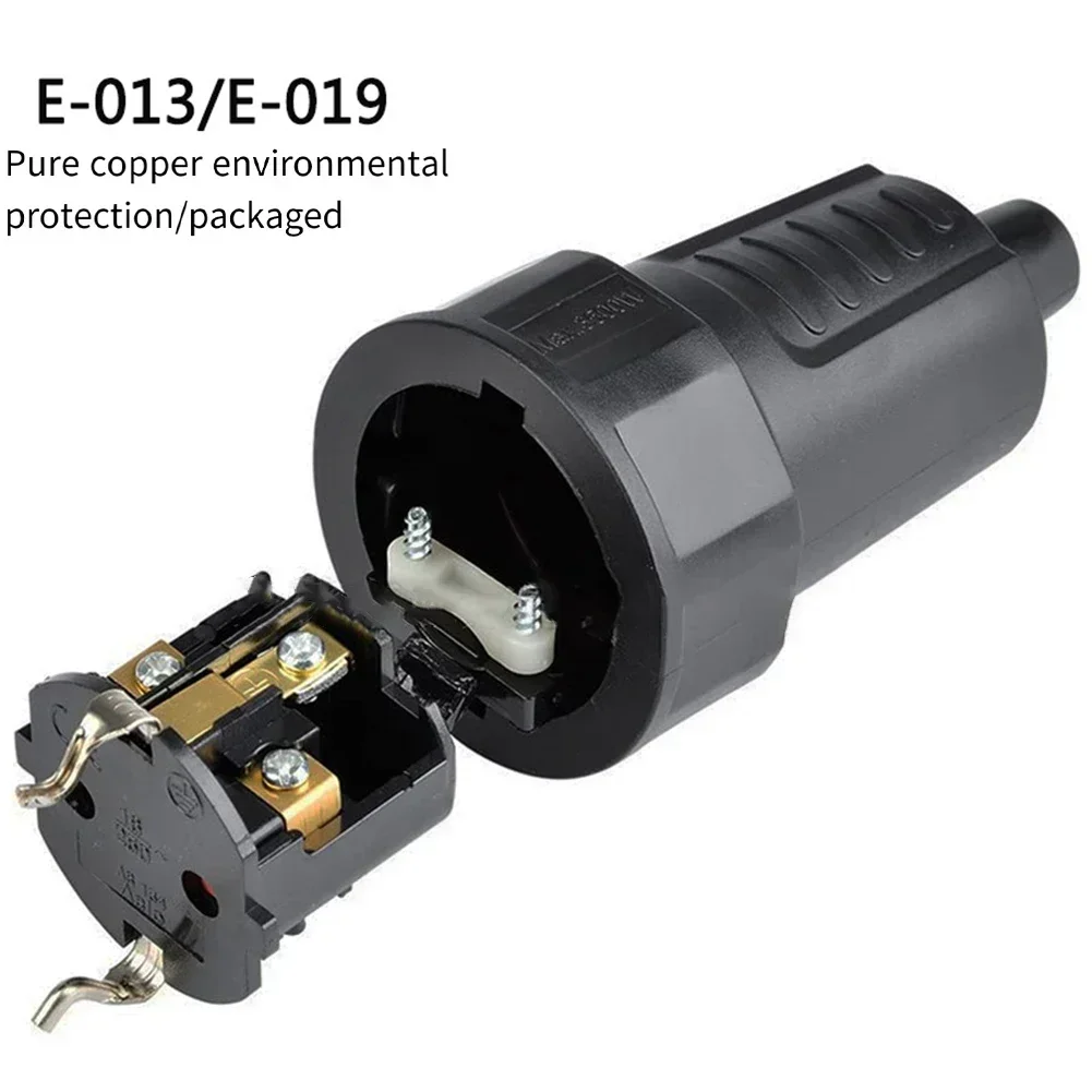 Waterproof Plug Waterproof Socket Assembled Black Cable Connector Coupling 2 Cores 250V16A Euro Adapter Power Plug