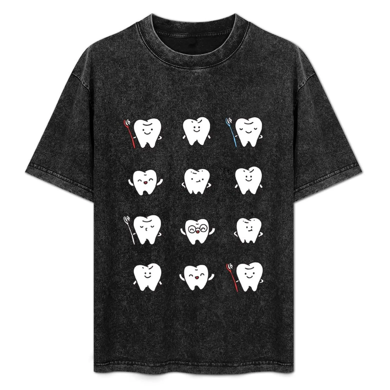 Funny teeth. Cute tooth art. Dentist pattern design. T-Shirt oversized graphic tee shirts graphic cute clothes anime shirts men