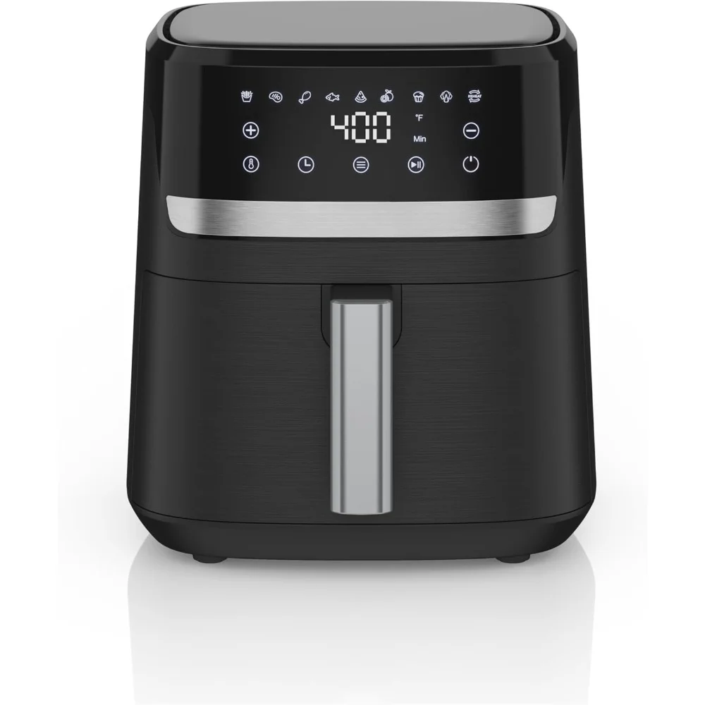 Haoyunma 6qt Air Friteuse, 60 Minuten Timer & Automatische Uitschakeling, Led Touchscreen Met 9 Presets