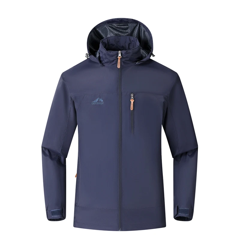 Men Casual Hooded Jacket Outdoor Loos Breathable Windproof Tops Spring Autumn New Fashion Solid Multiple Pockets Sports Coat Men