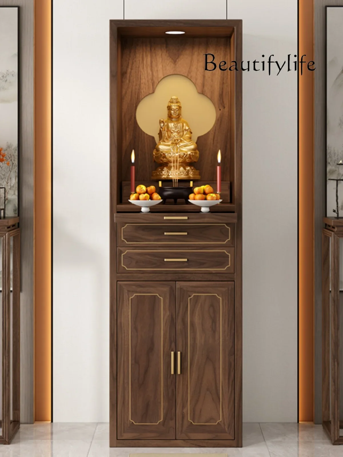 New Chinese Style Clothes Closet Household Buddha Cabinet Guanyin Altar Cabinet Solid Wood Altar Buddha Shrine Magic Cabinet