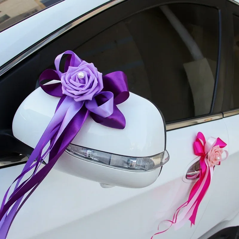 6pcs Hochzeit Auto Hilfs auto Dekoration Rückspiegel Türgriff Dekoration Simulation Hochzeit Auto Dekoration Hochzeits geschenk