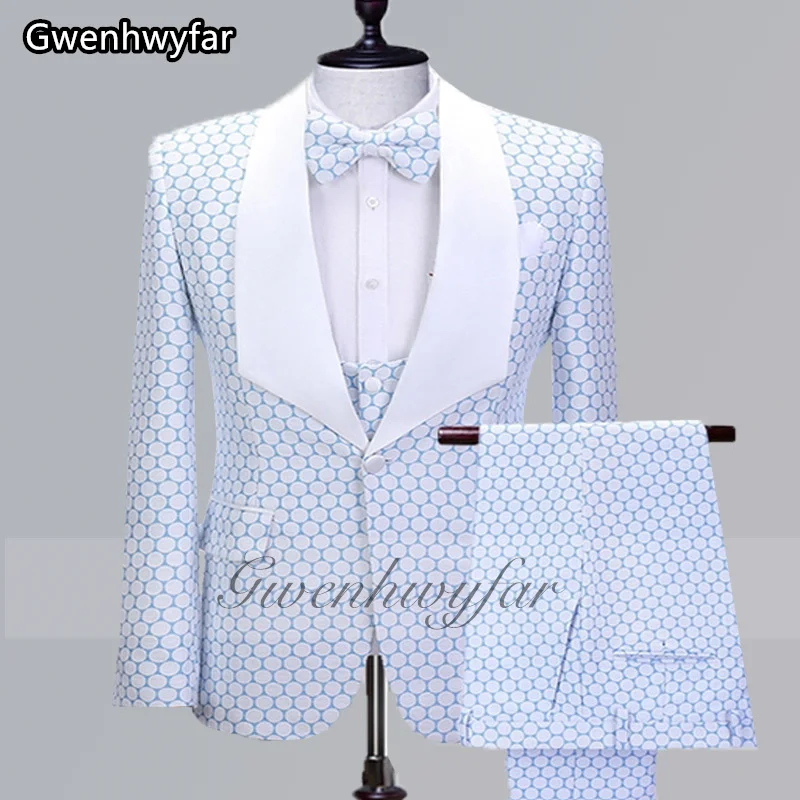 

Gwenhwyfar Tailored Men's Suit Fitted Jacket Pants Vest Design Latest Clothing Men's 3 Piece Groom Wedding Prom Tuxedo
