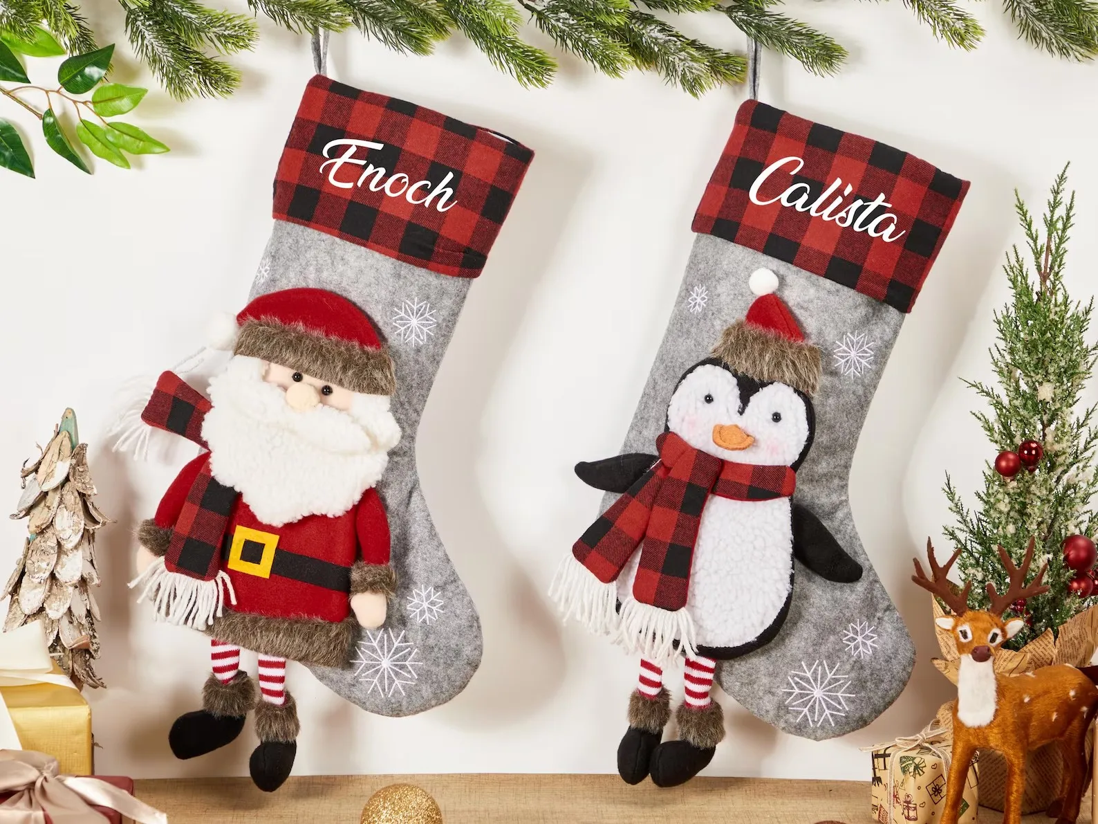 Personalized 3D Christmas Stockings Custom Christmas Stockings Snowman Santa Reindeer Stocking Christmas Gifts Decor