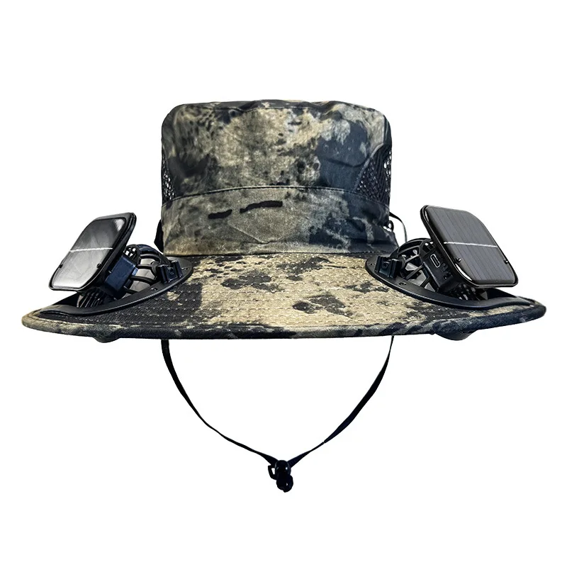 Solar spray fan cap cooling outdoor mountaineering fishing UV protection sunshade bucket hat