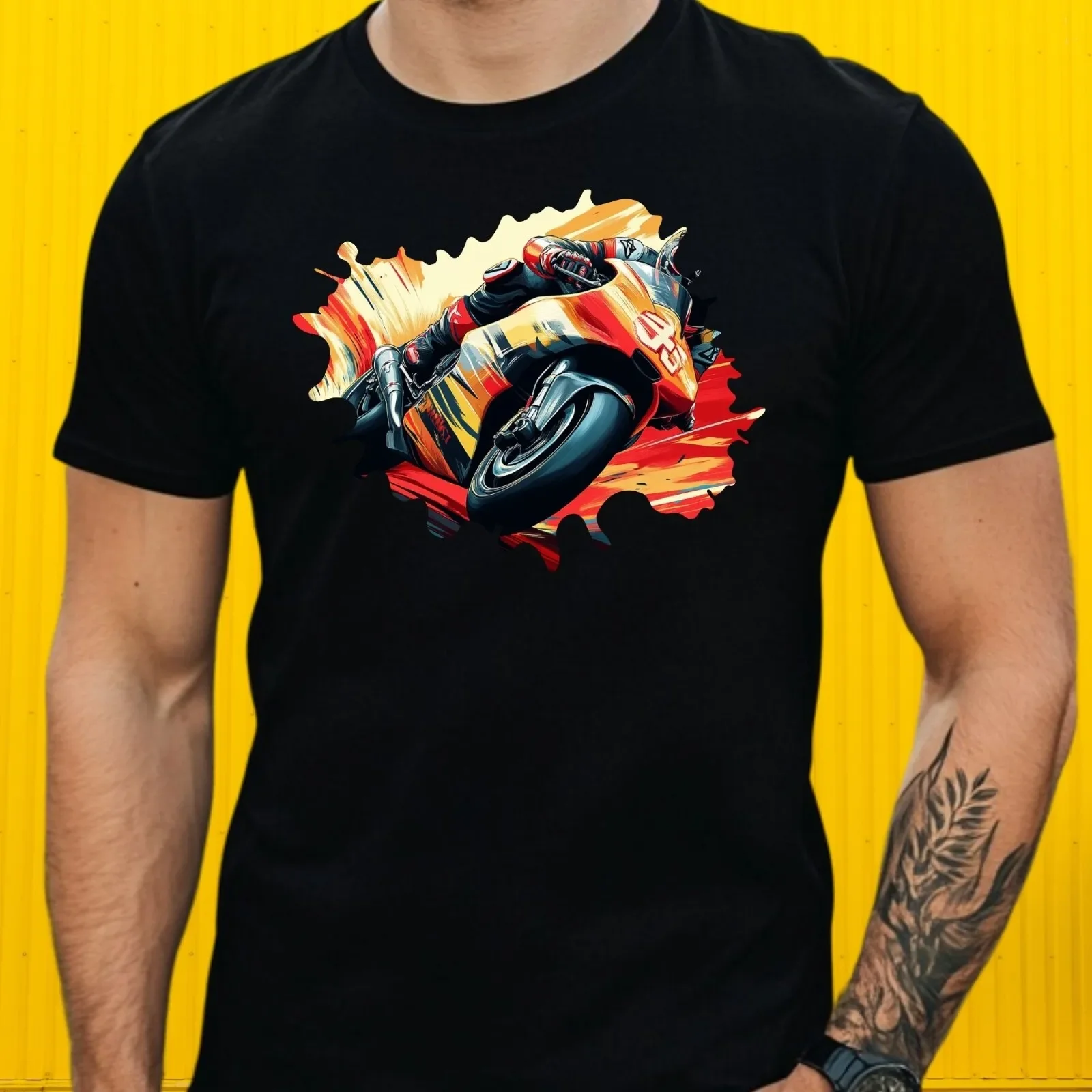 

Mens Motorcycle Racer Motif Cotton T-Shirt Outdoor casual fashion trendy T-shirt