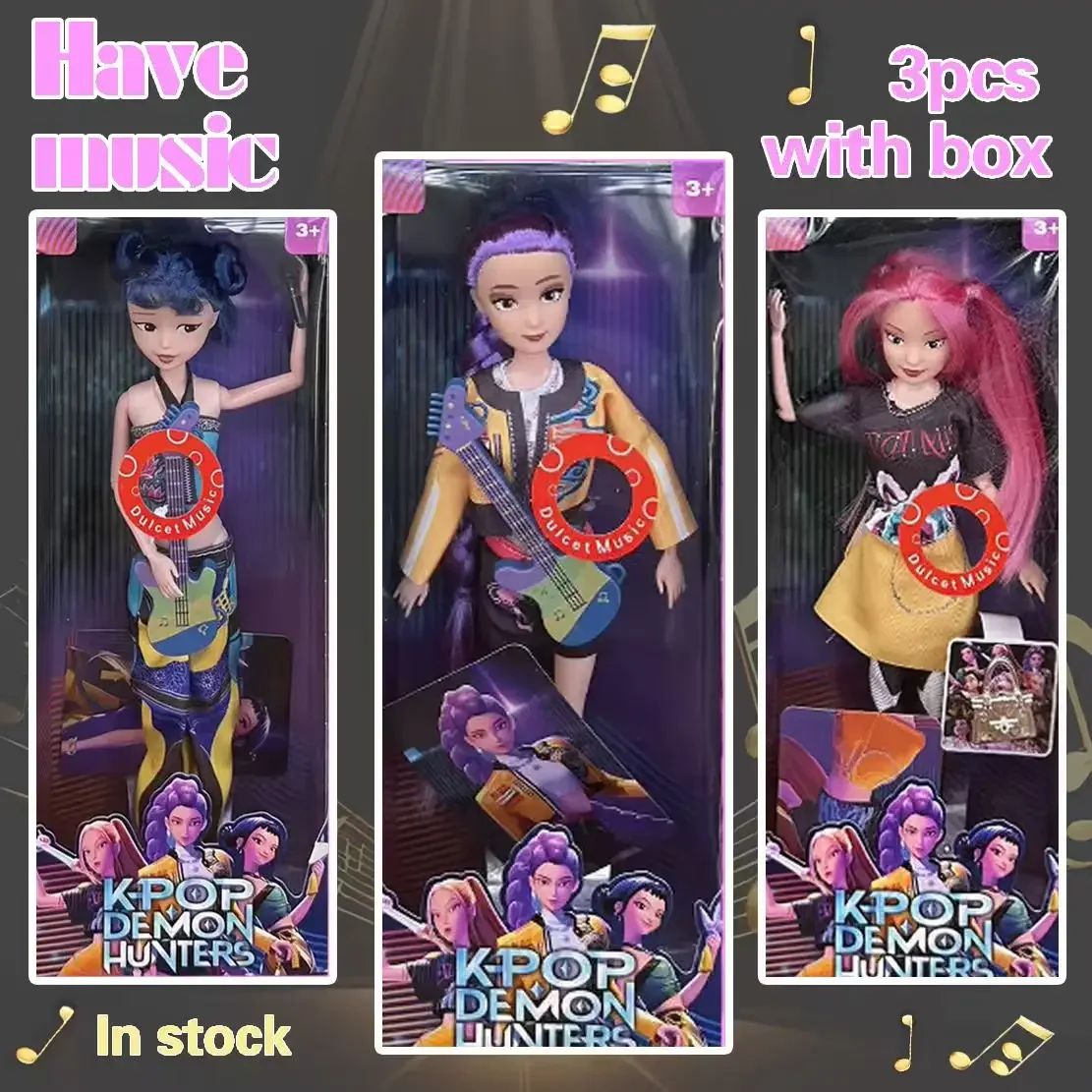   وظيفة الموسيقى Kpop شيطان الصيادين دمية لطيفة-Derpys Tiger Rumi Zoey Mira، لعبة رائعة قابلة للجمع لمحبي هدية العيد