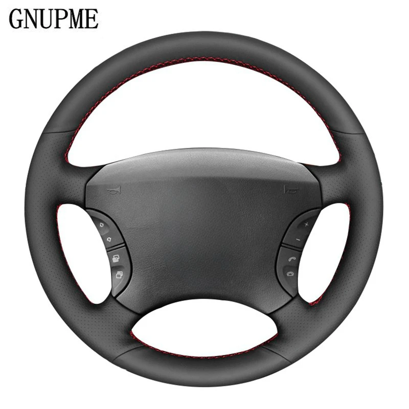 Hand-stitched Black Artificial Leather Car Steering Wheel Cover for Mercedes-Benz S-Class W220 S430 S350 S500 S600 2004-2006