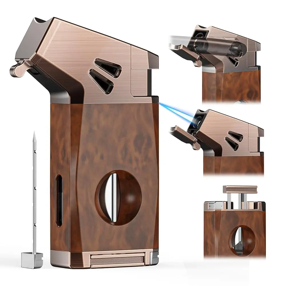 

Ailexpress Recommendation - All-in-One Torch Lighter with Built-in Cutter, Holder, and Draw Enhancer Tool, Windproof Jet Flame,