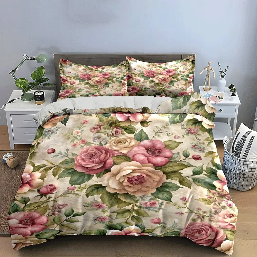Elegant Floral Three-Piece Set for Decor Exquisite three-piece bedding set gift for kids and adults