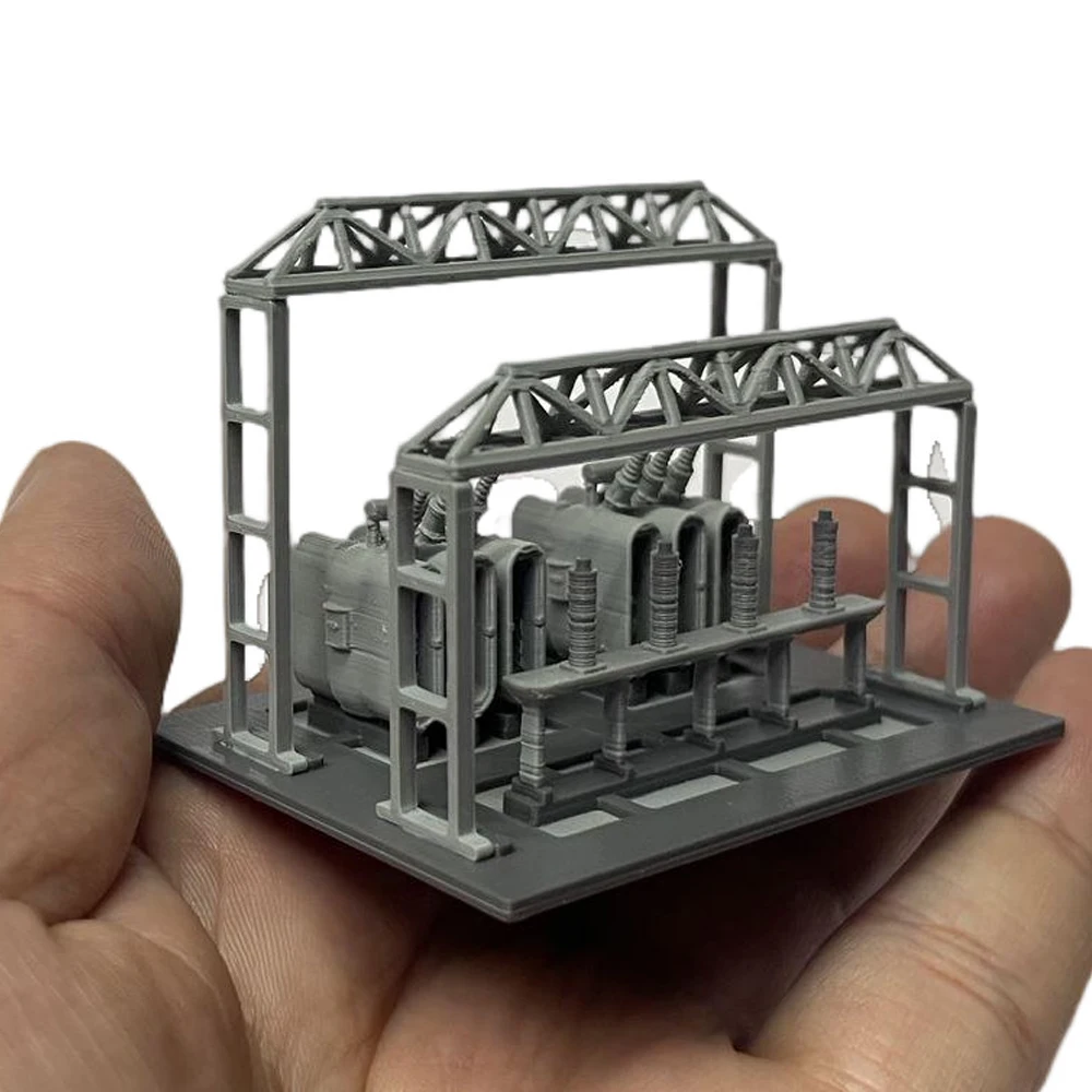 Modelo de subestação de energia diorama em escala n, acessórios de layout ferroviário de construção industrial, kit transformador de subestação elétrica